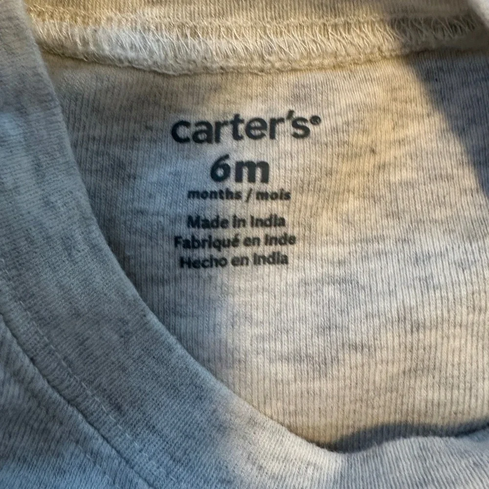 Carters Baby Boys 6 Months Heather Gray Long Sleeve Cotton Bodysuit Snap Bottom‎